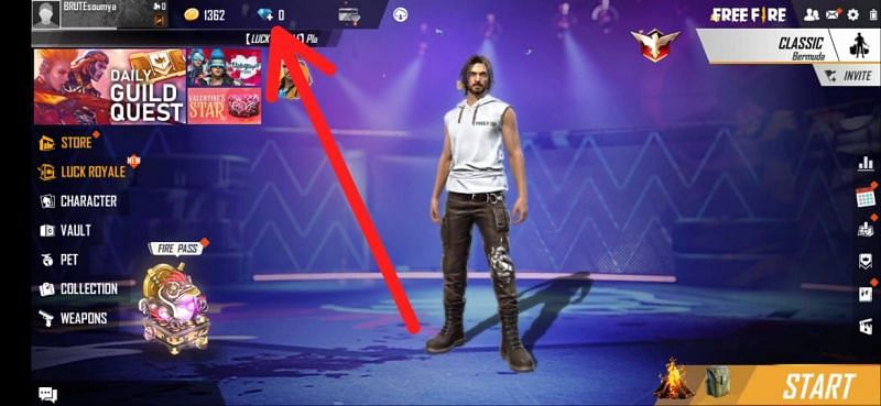 Tap on the Diamond icon